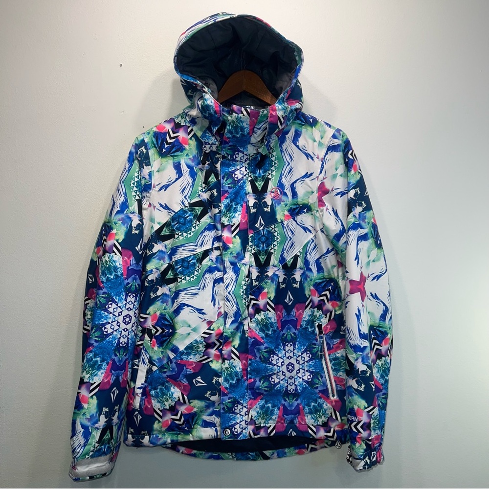 Volcom Slogan Insulated Brightly Colored Jacket Womens Size Small "Let it Storm"